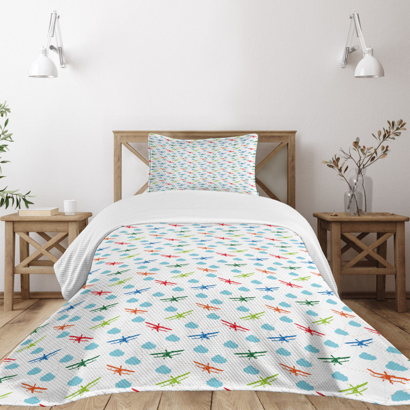 Colorful Retro Travel Bedspread Set