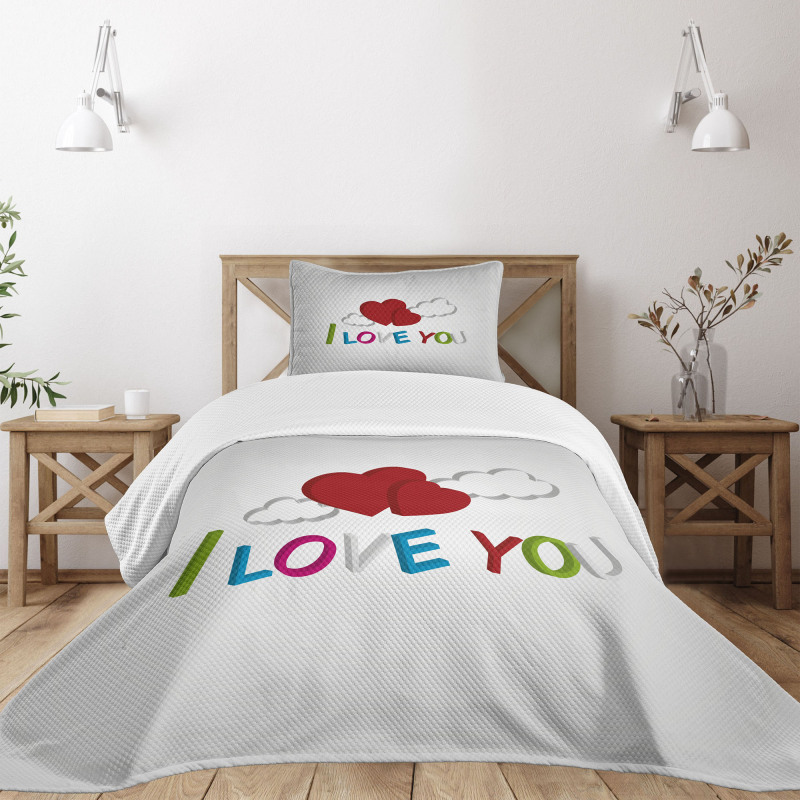 Letters Clouds Heart Bedspread Set