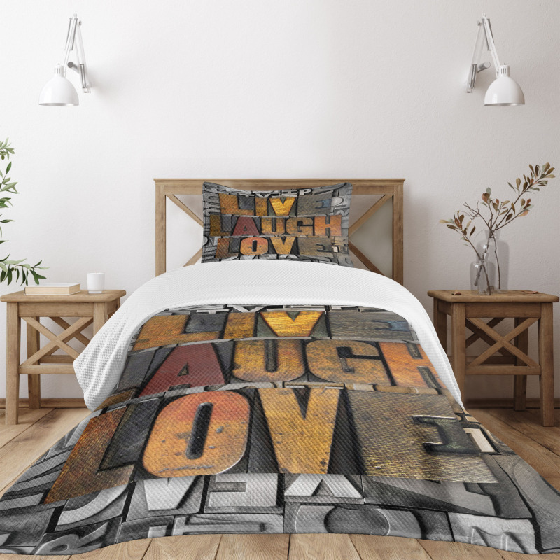 Values Words Bedspread Set