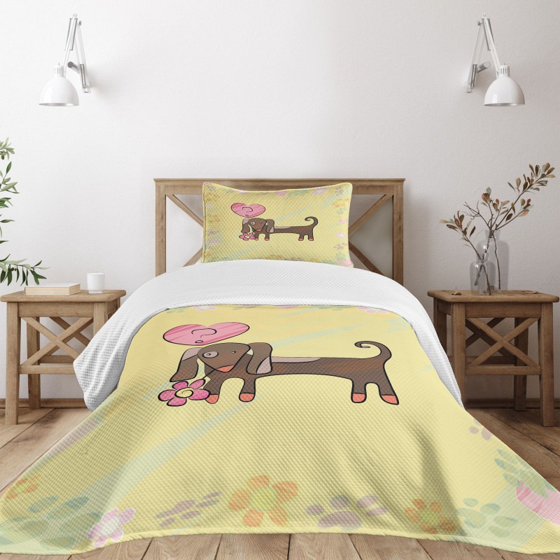 Colorful Dog Design Bedspread Set