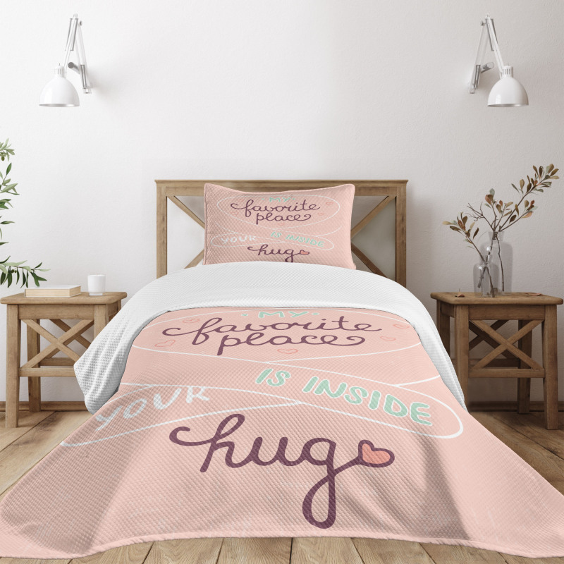 Typography with Soft Color Bedspread Set