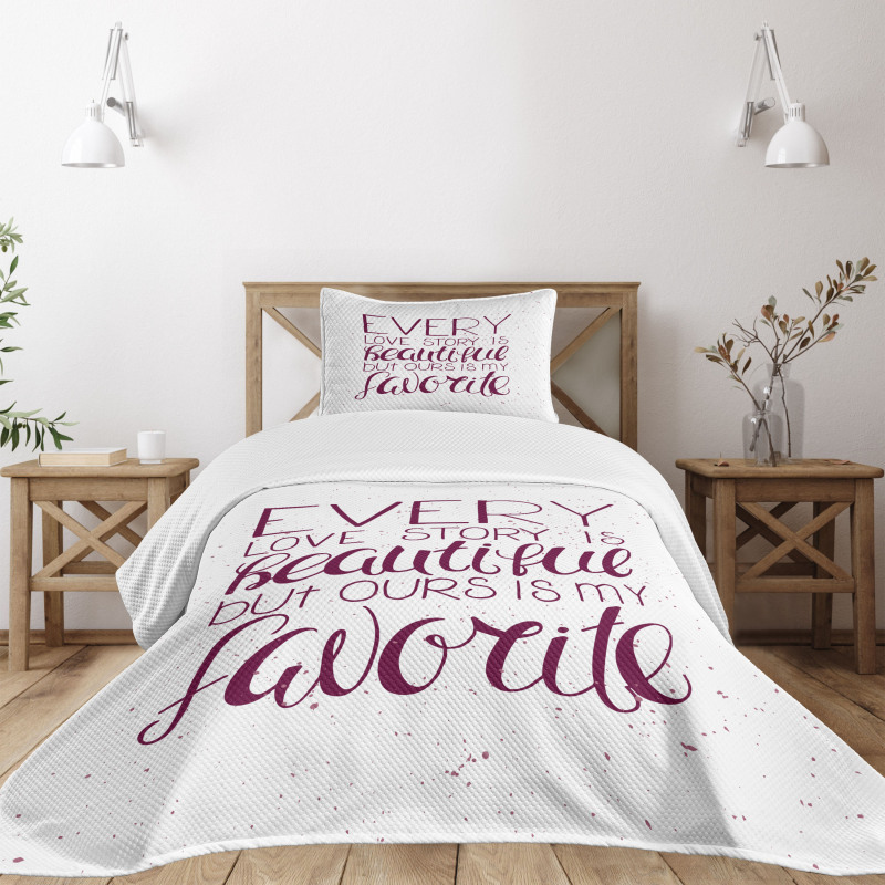 Romance Words Our Story Bedspread Set