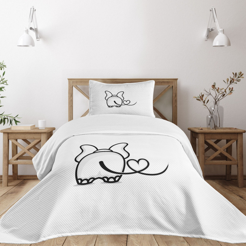 Love Theme Doodle Style Bedspread Set