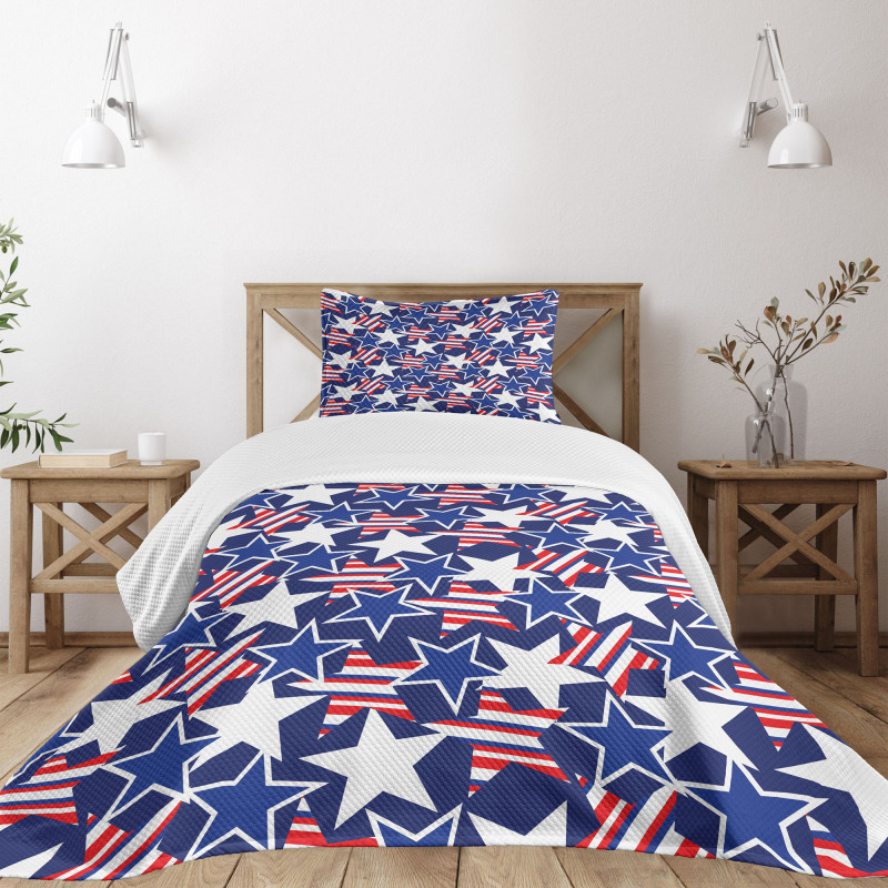 Patriotic American Star Bedspread Set