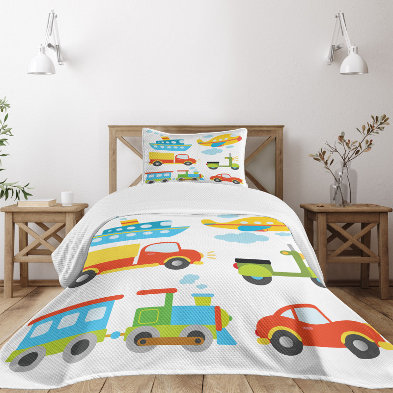 Transportation Kids Theme Bedspread Set