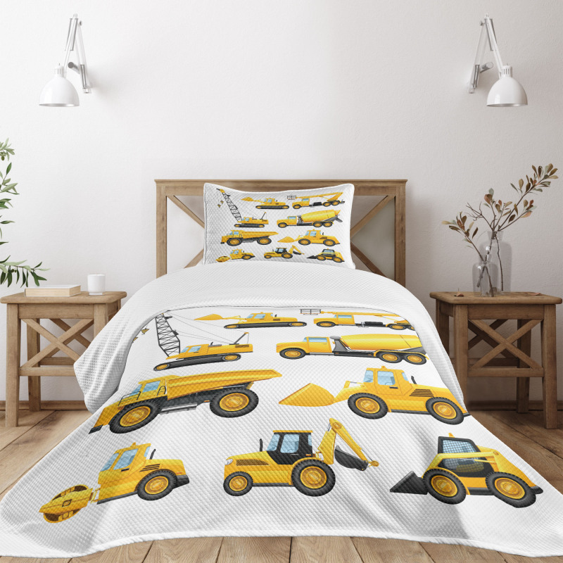 Construction Vehicles Bedspread Set