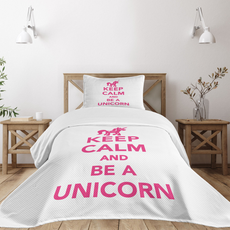 Be a Unicorn Text Bedspread Set