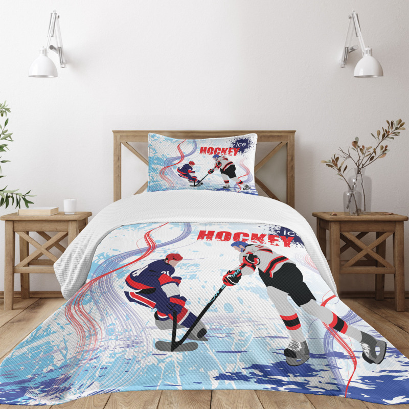 Players on Skating Rink Bedspread Set