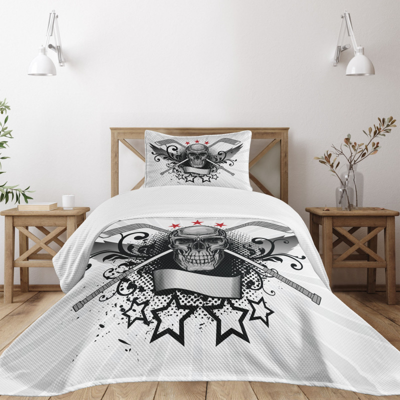 Skull with Sticks Stars Bedspread Set