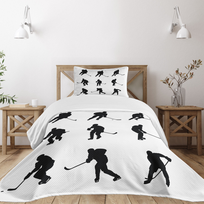 Black Player Silhouettes Bedspread Set