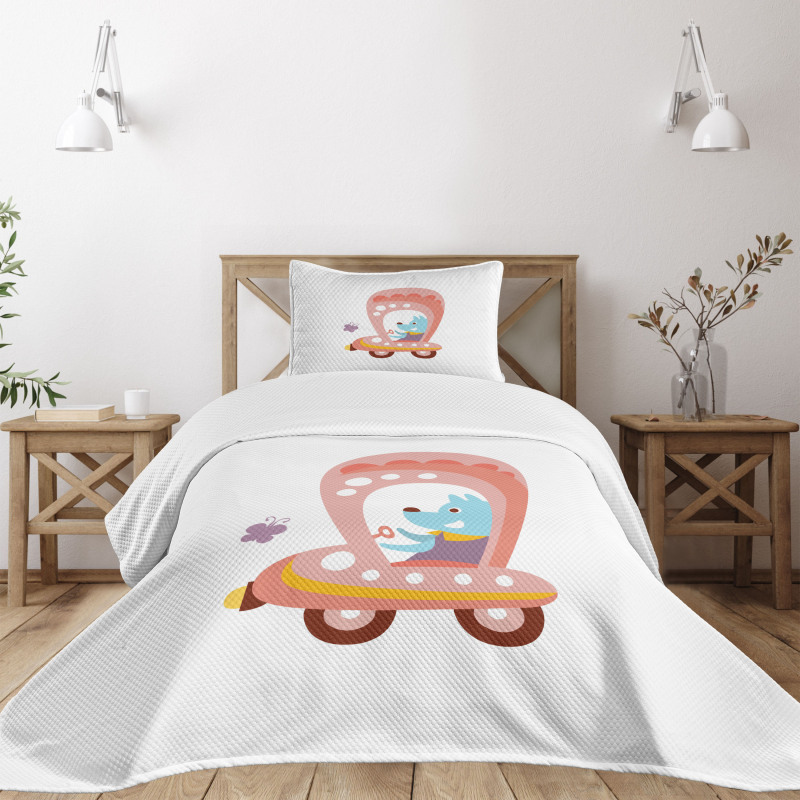 Cartoon Car Puppy Bedspread Set