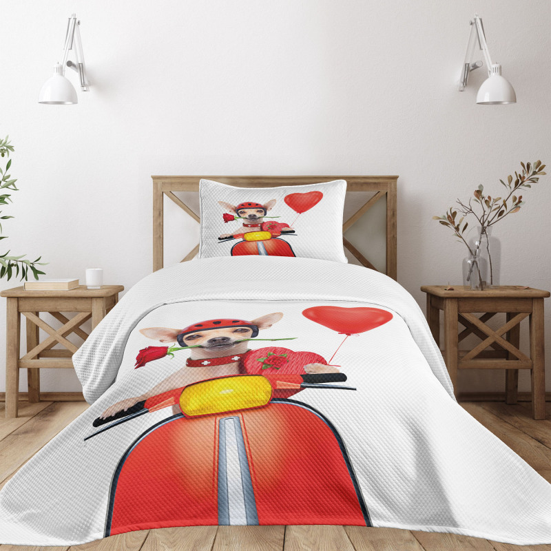 Romantic Chihuahua Bedspread Set