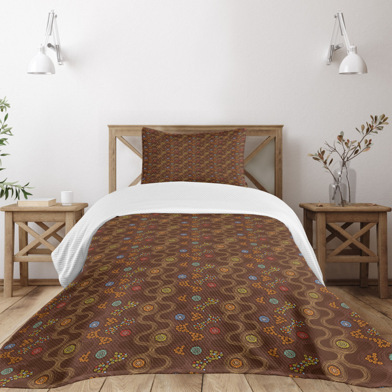 Curved Doodle Lines Bedspread Set