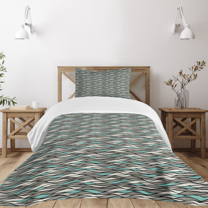 Horizontal Waves Dots Bedspread Set