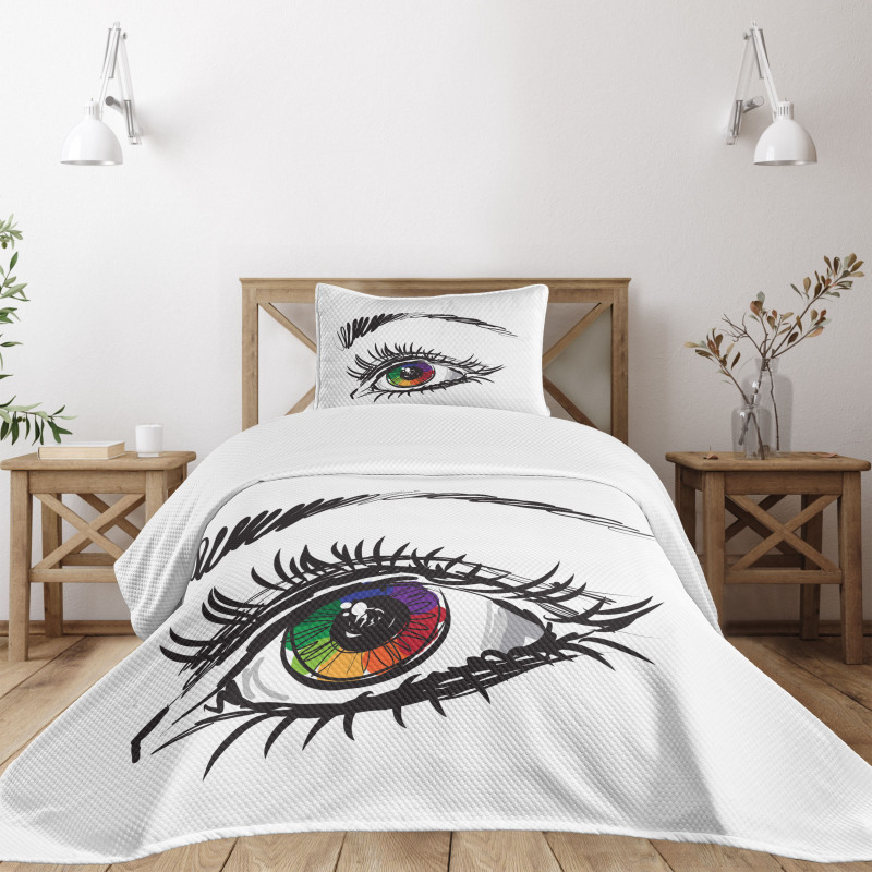 Colorful Pupil of a Woman Bedspread Set