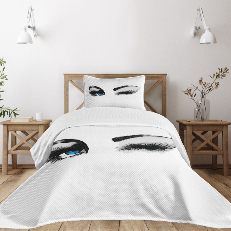 Flirty Young Woman Wink Bedspread Set