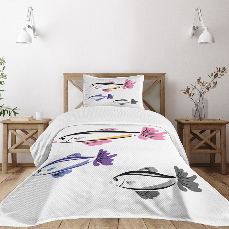 Bird Faced Animals Swim Bedspread Set