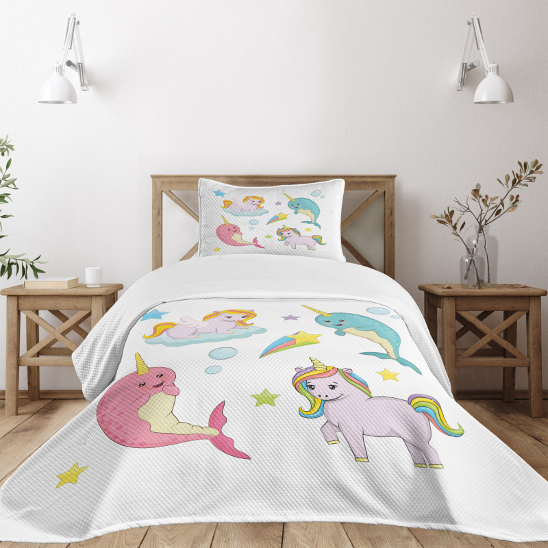 Colorful Rainbow Animal Bedspread Set