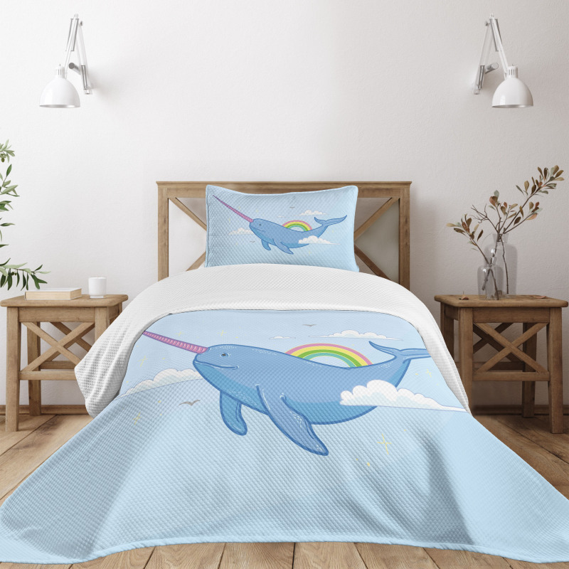 Flying Whale Bedspread Set