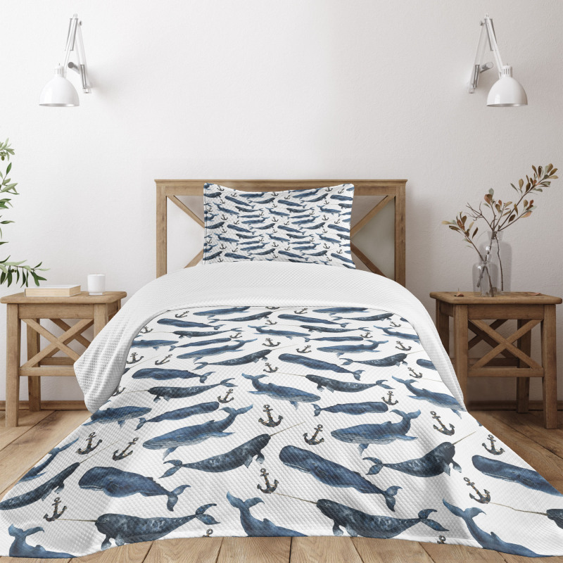 Aquerelle Ocean Whales Bedspread Set