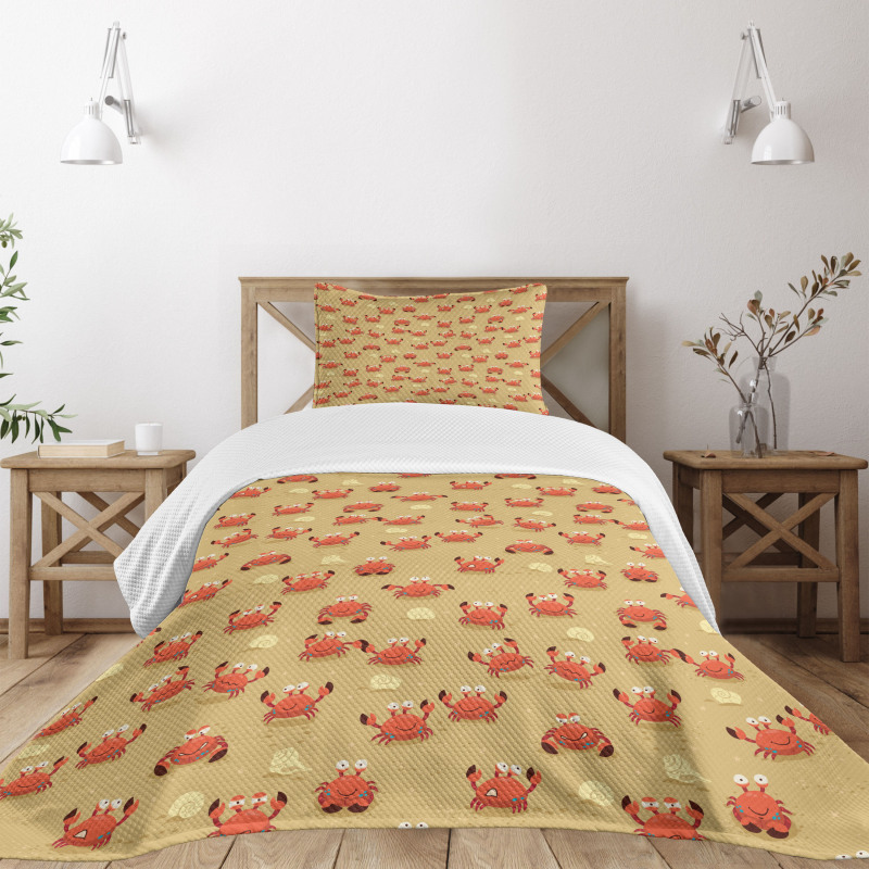 Playful Fauna on Beach Bedspread Set