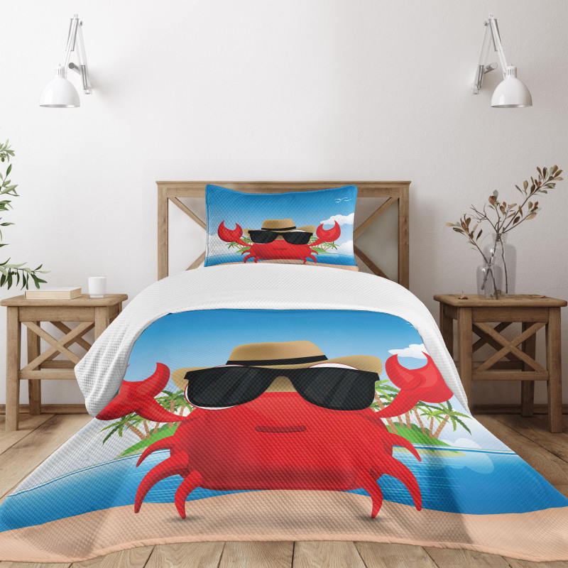 Crustacean Sunglasses Hat Bedspread Set