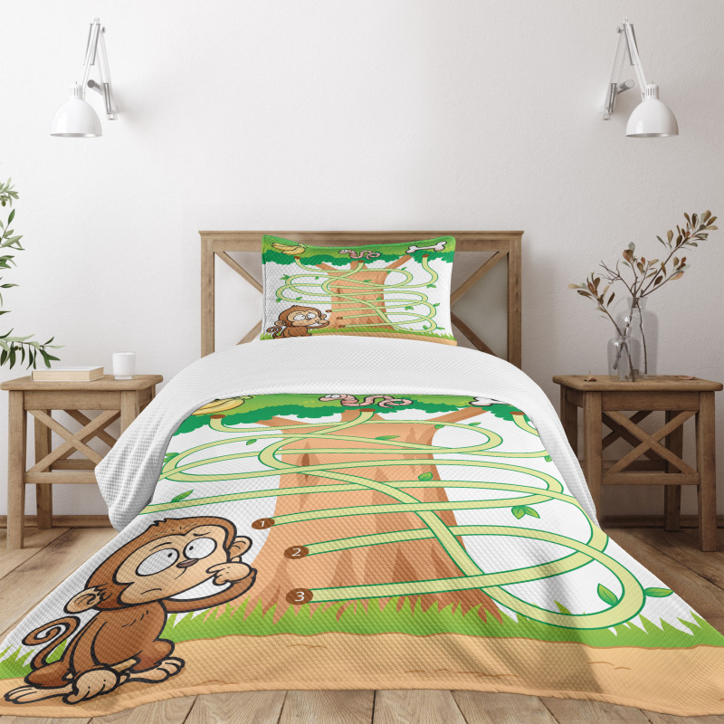 Curious Monkey Bedspread Set