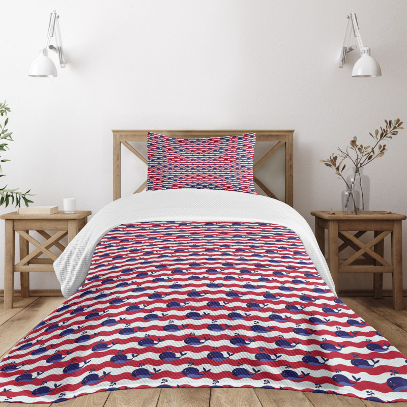 Nautical Baby Pattern Bedspread Set