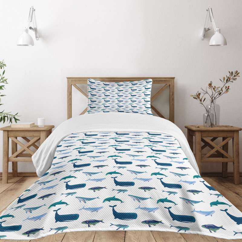 Swimming Marine Animals Bedspread Set