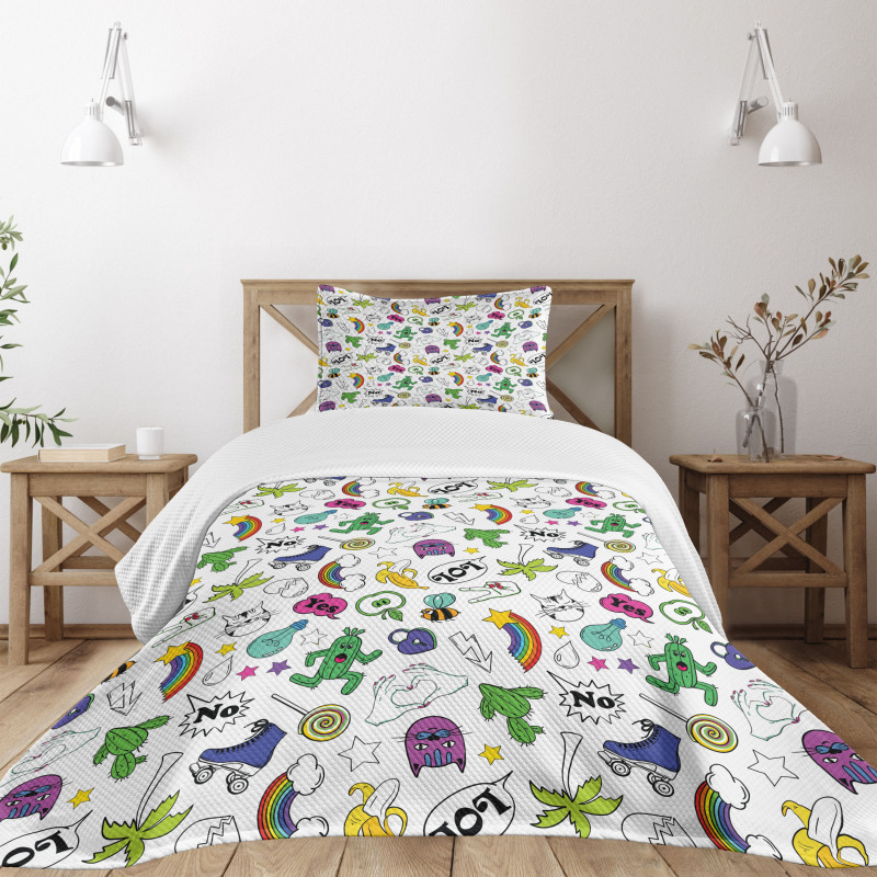 Colorful 80s Comic Set Bedspread Set