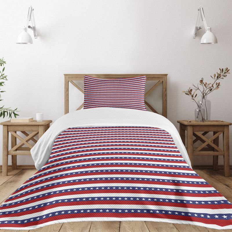 American Flag Motif Bedspread Set