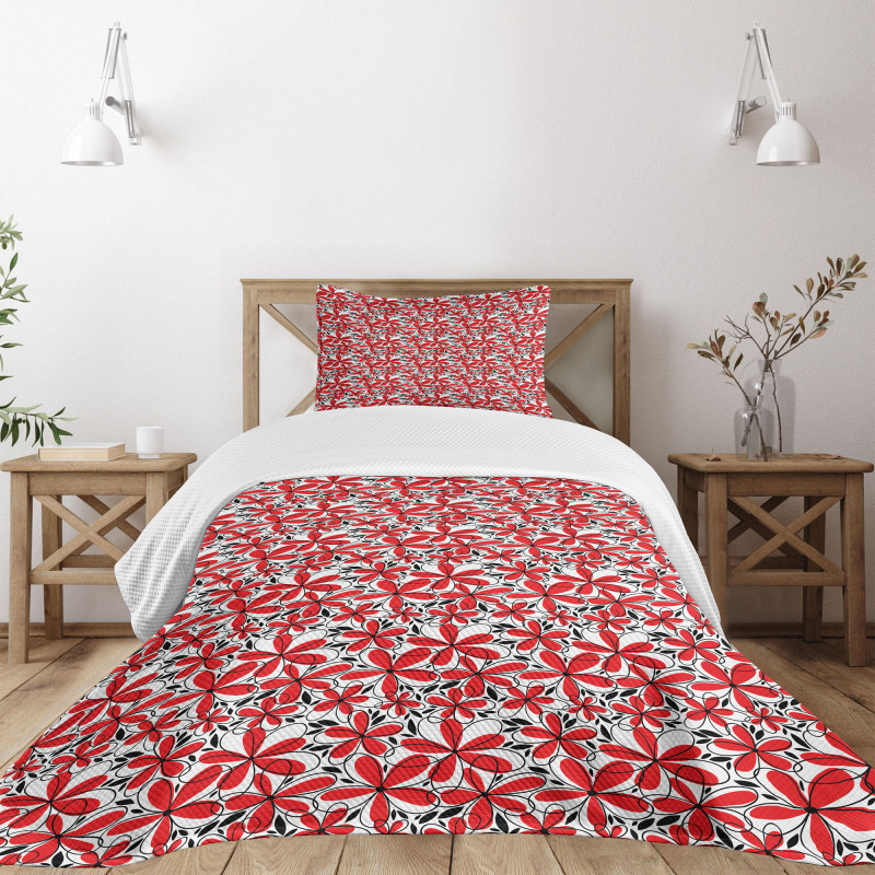 Doodle Flower Art Bedspread Set