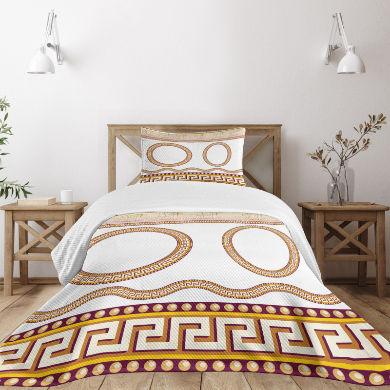 Fret Borders Circles Bedspread Set