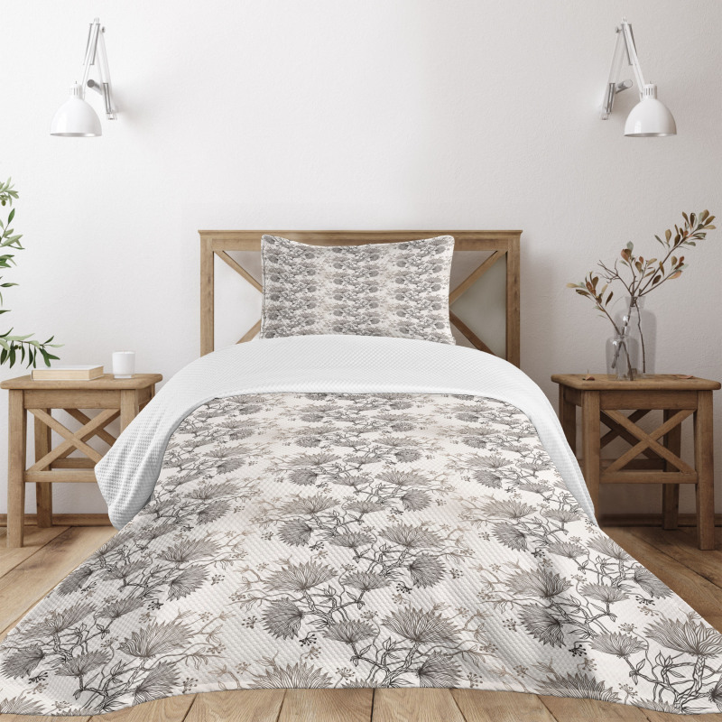 Chrysanthemums Floral Bedspread Set