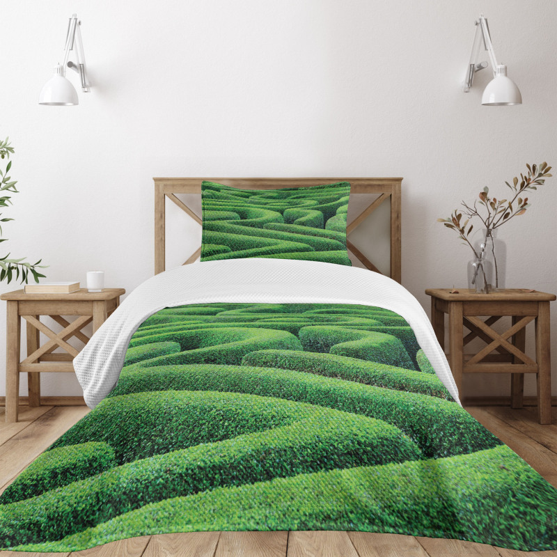 Green Plant Maze Park Bedspread Set