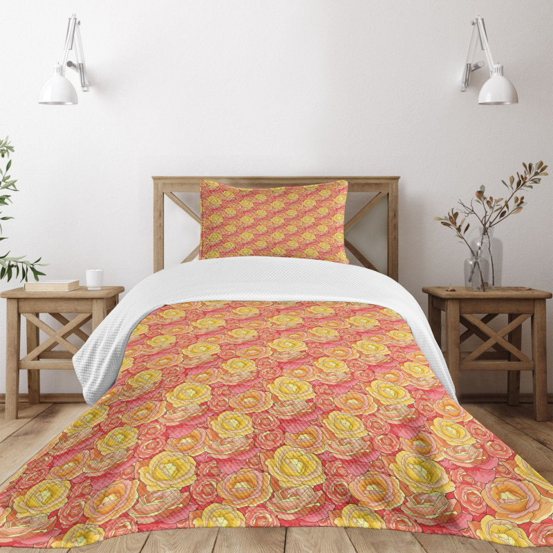 Romantic Roses Garden Bedspread Set