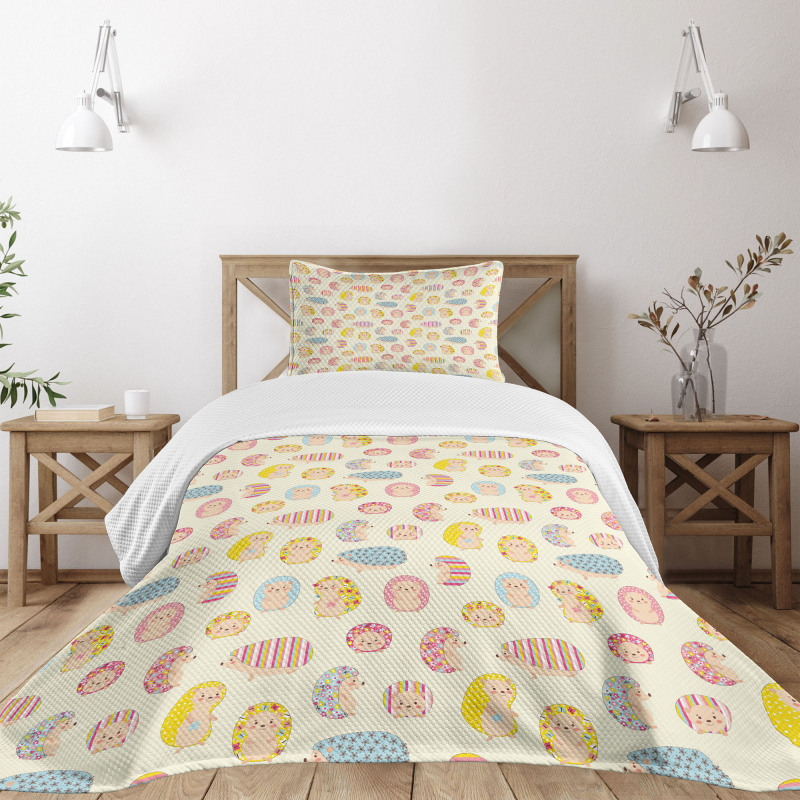 Dotted Floral Striped Bedspread Set