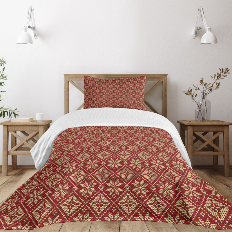 Bicolor Winter Design Bedspread Set