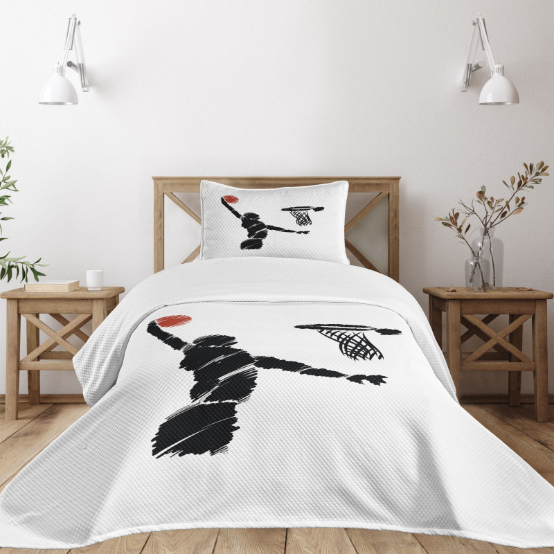 Basketball Player Artwork Bedspread Set