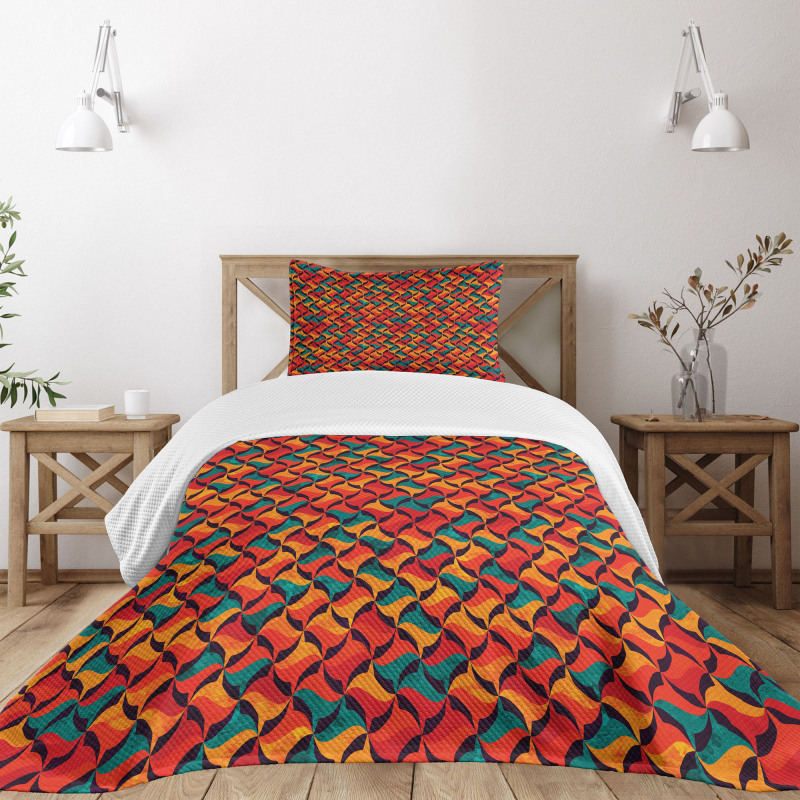 Abstract Funky Waves Bedspread Set