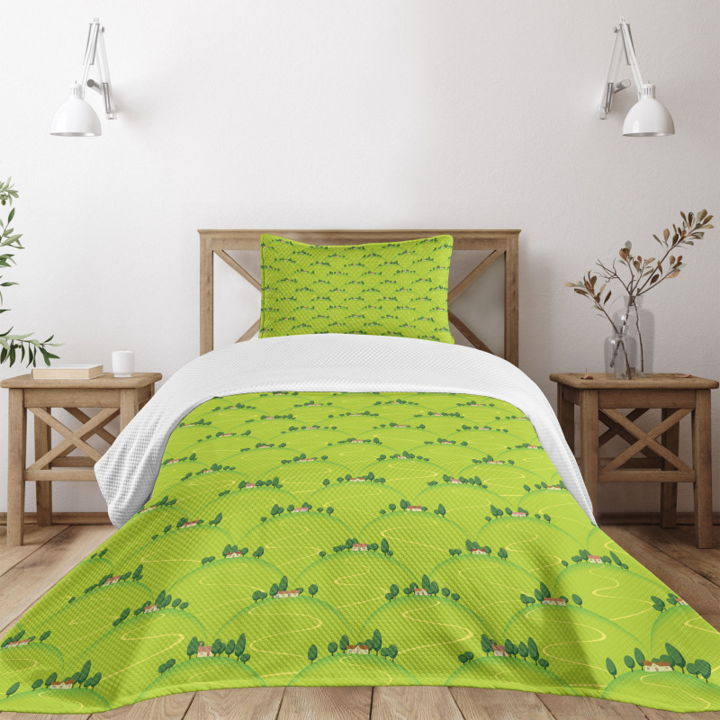 Country House on Hills Bedspread Set