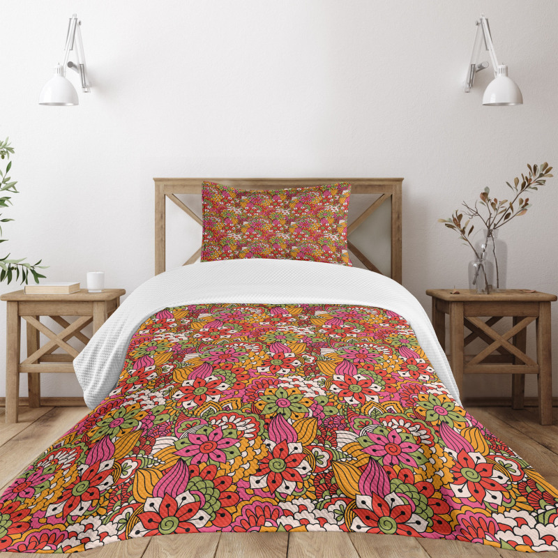 Floral Vibrant Art Bedspread Set