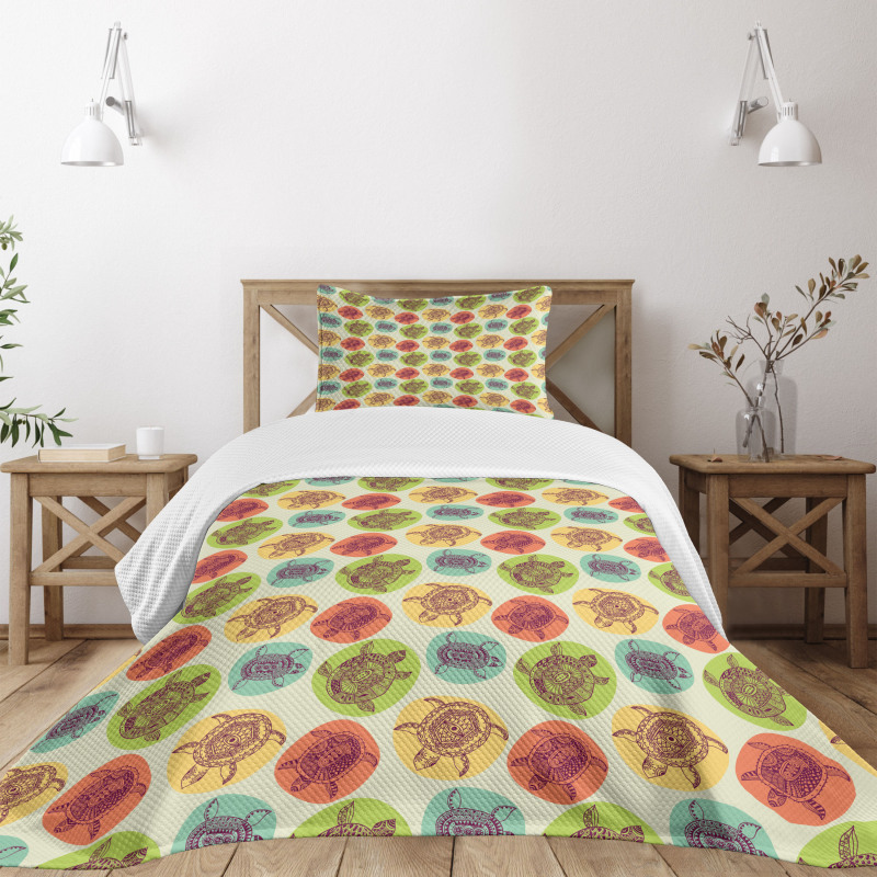 Sea Animals Color Blots Bedspread Set