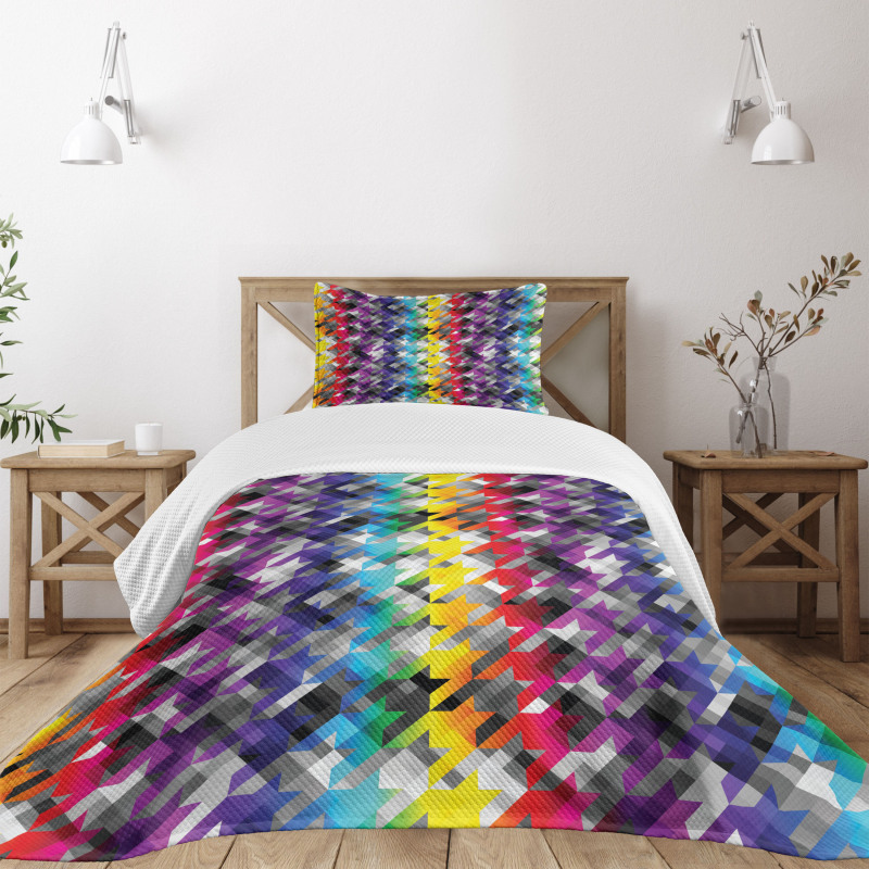Diagonal Houndstooth Bedspread Set