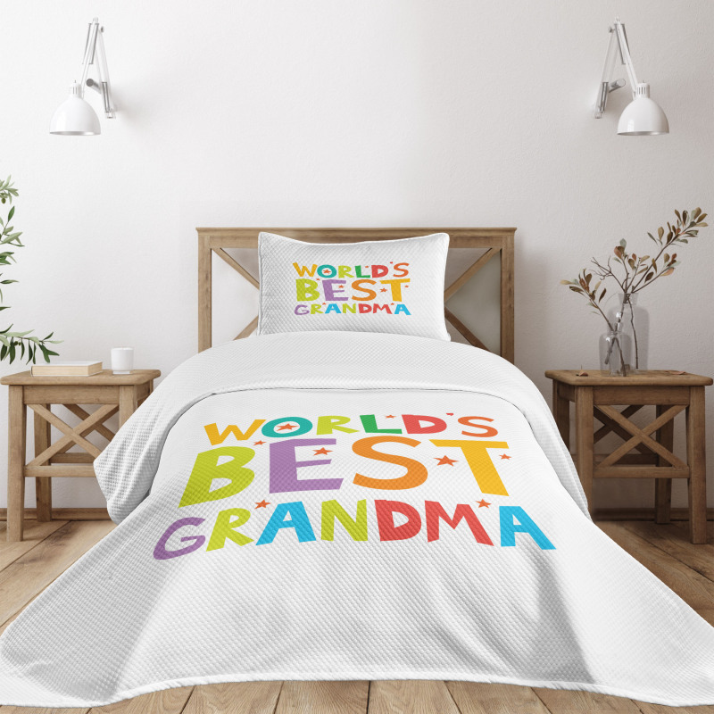 Cartoon Style Lettering Bedspread Set