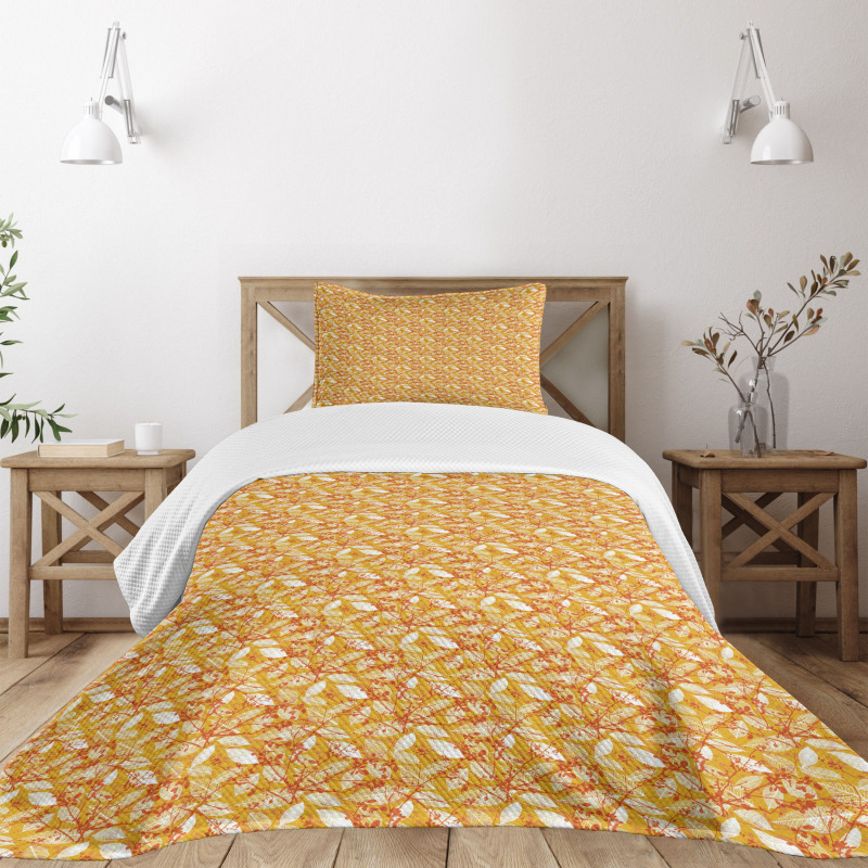 Fall Leaf Silhouettes Bedspread Set