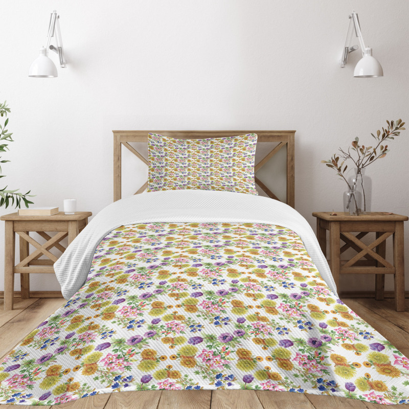 Watercolor Romantic Art Bedspread Set