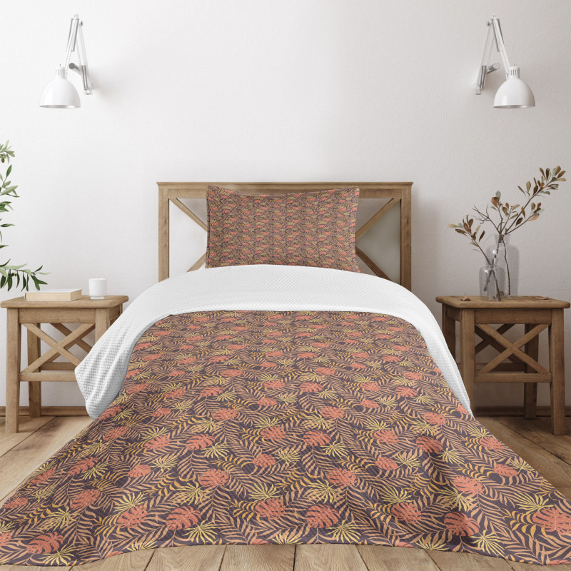 Tropical Palm Foliage Bedspread Set