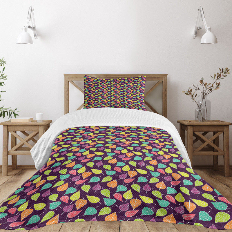 Fall Season Foliage Bedspread Set