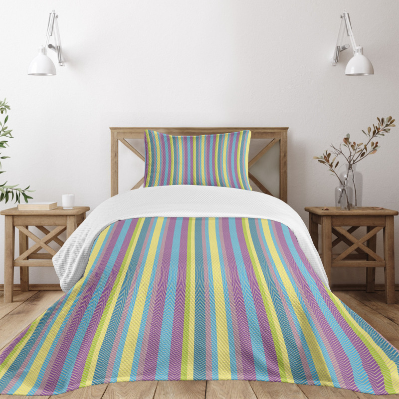 Colorful Zigzag Lines Bedspread Set